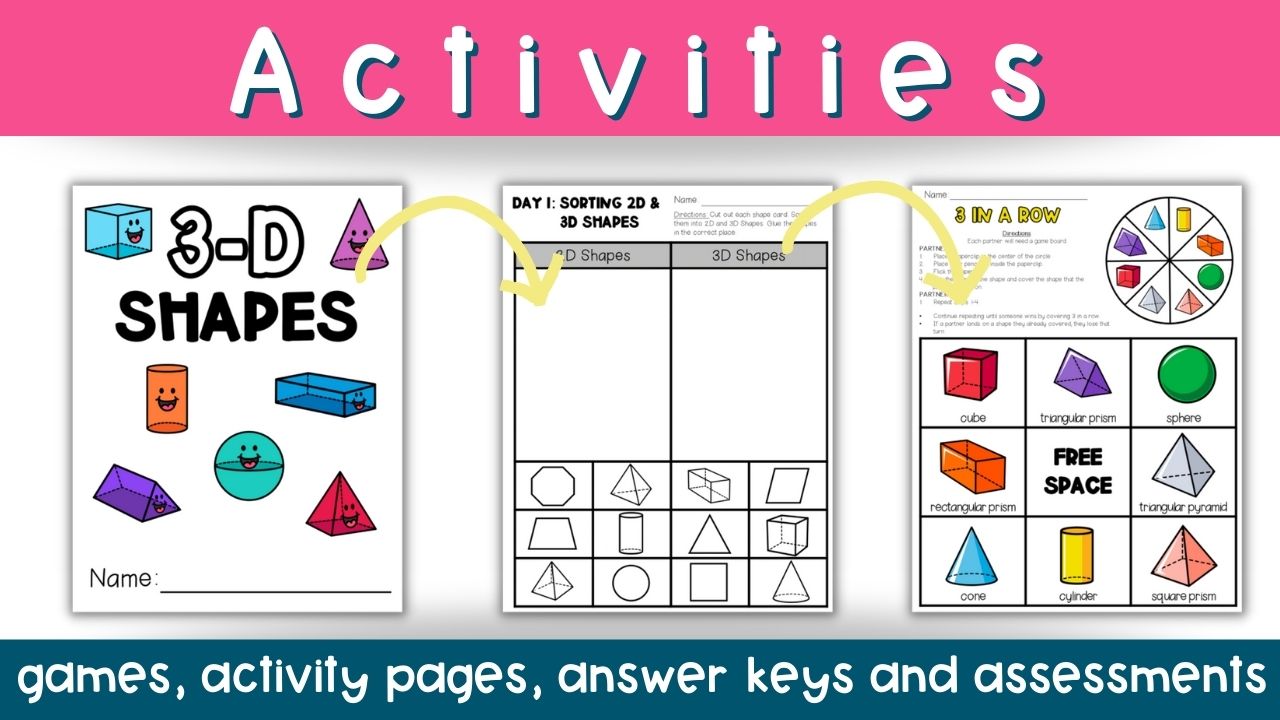 3D Shapes Printable Worksheets & Activities - GraceOverGrades.com